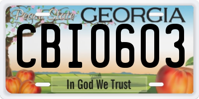 GA license plate CBI0603