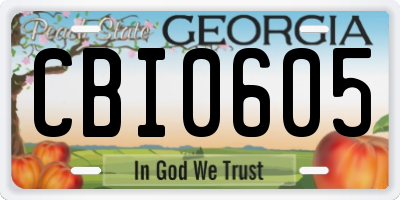 GA license plate CBI0605