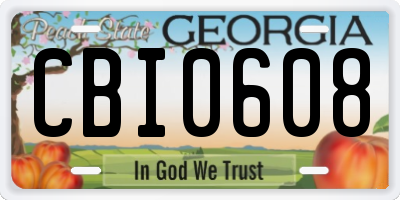 GA license plate CBI0608