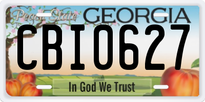 GA license plate CBI0627