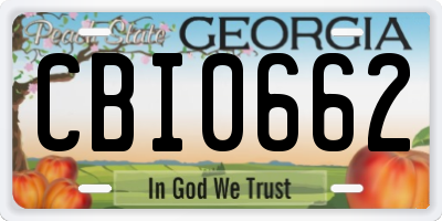 GA license plate CBI0662