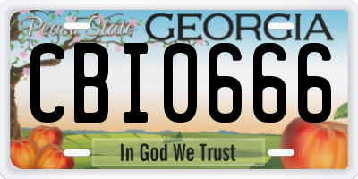 GA license plate CBI0666