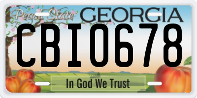 GA license plate CBI0678