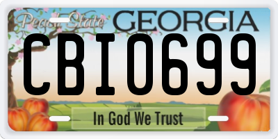 GA license plate CBI0699