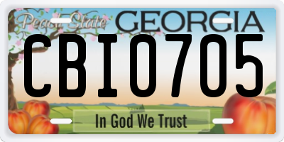 GA license plate CBI0705