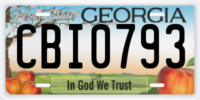 GA license plate CBI0793