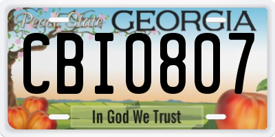 GA license plate CBI0807