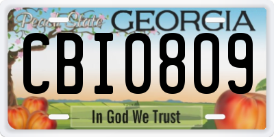 GA license plate CBI0809