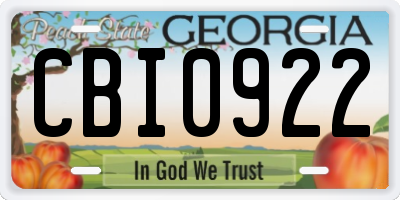 GA license plate CBI0922