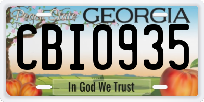 GA license plate CBI0935