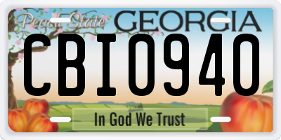 GA license plate CBI0940