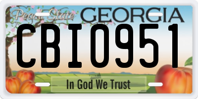 GA license plate CBI0951
