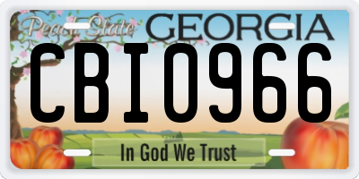 GA license plate CBI0966