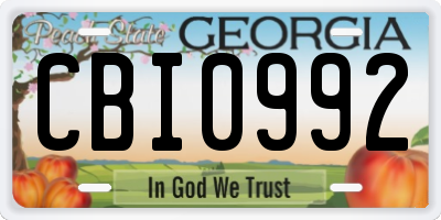 GA license plate CBI0992