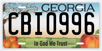 GA license plate CBI0996