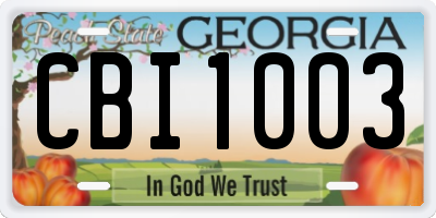 GA license plate CBI1003