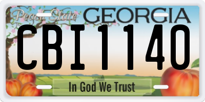 GA license plate CBI1140
