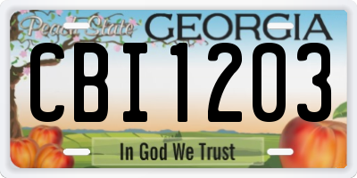 GA license plate CBI1203