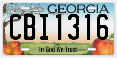 GA license plate CBI1316