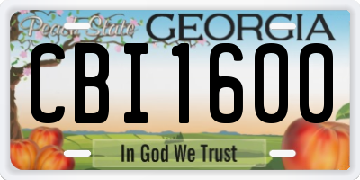 GA license plate CBI1600