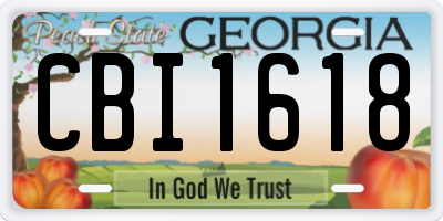 GA license plate CBI1618