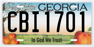 GA license plate CBI1701
