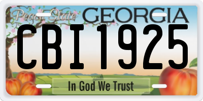 GA license plate CBI1925