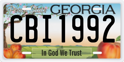GA license plate CBI1992