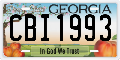 GA license plate CBI1993