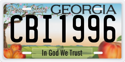 GA license plate CBI1996