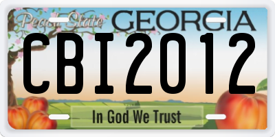 GA license plate CBI2012