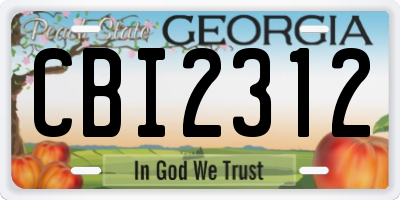 GA license plate CBI2312