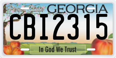 GA license plate CBI2315