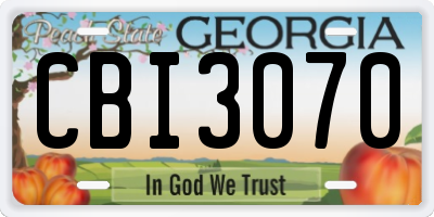 GA license plate CBI3070