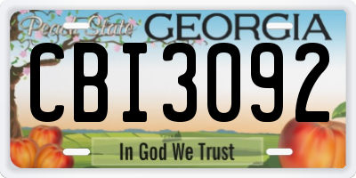 GA license plate CBI3092