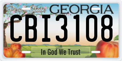 GA license plate CBI3108
