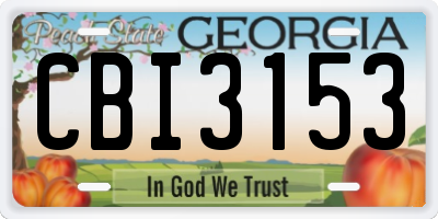 GA license plate CBI3153