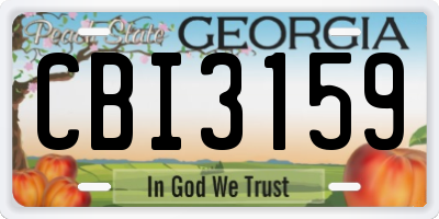 GA license plate CBI3159
