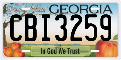 GA license plate CBI3259