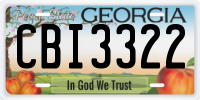 GA license plate CBI3322