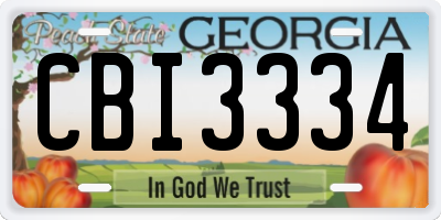 GA license plate CBI3334