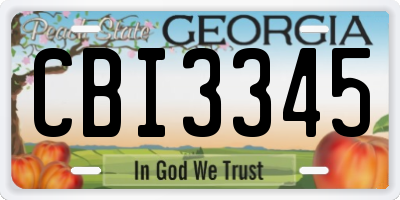 GA license plate CBI3345