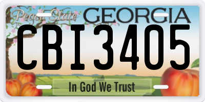 GA license plate CBI3405