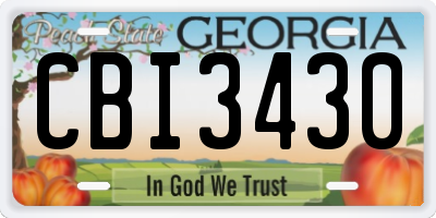 GA license plate CBI3430