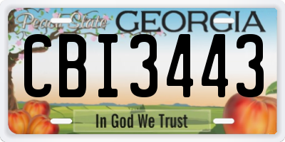 GA license plate CBI3443