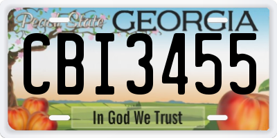 GA license plate CBI3455