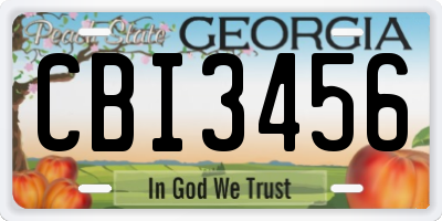 GA license plate CBI3456