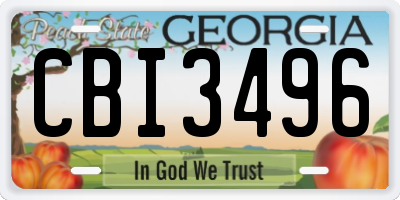 GA license plate CBI3496