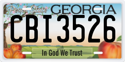GA license plate CBI3526
