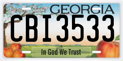 GA license plate CBI3533